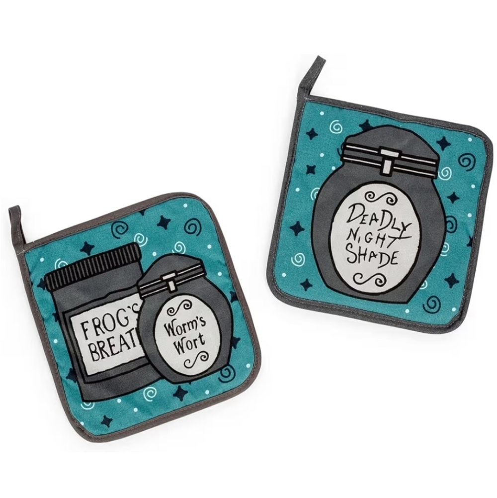 The Nightmare Before Christmas Jack and Sally Cotton Pot Holders, Set of 2
